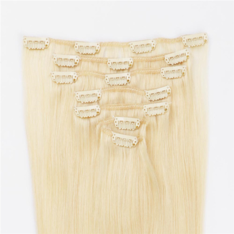 china double drawn blonde clip in human hair extensions manufacturers QM026